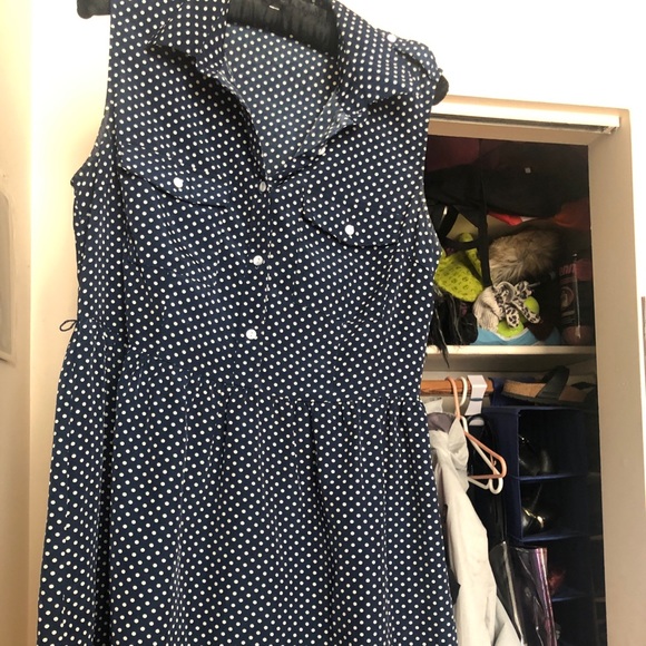 Blue and white polka dot collared dress - Picture 1 of 2